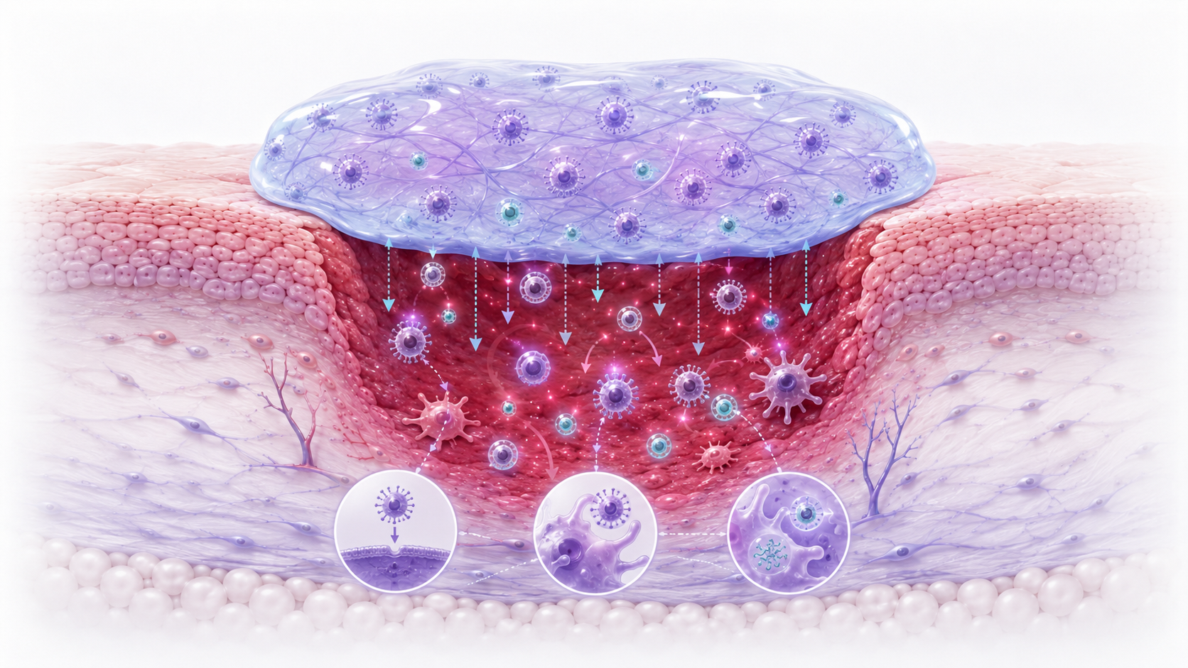 Hydrogel depot releasing mRNA-loaded nanoparticles locally into inflamed wound tissue